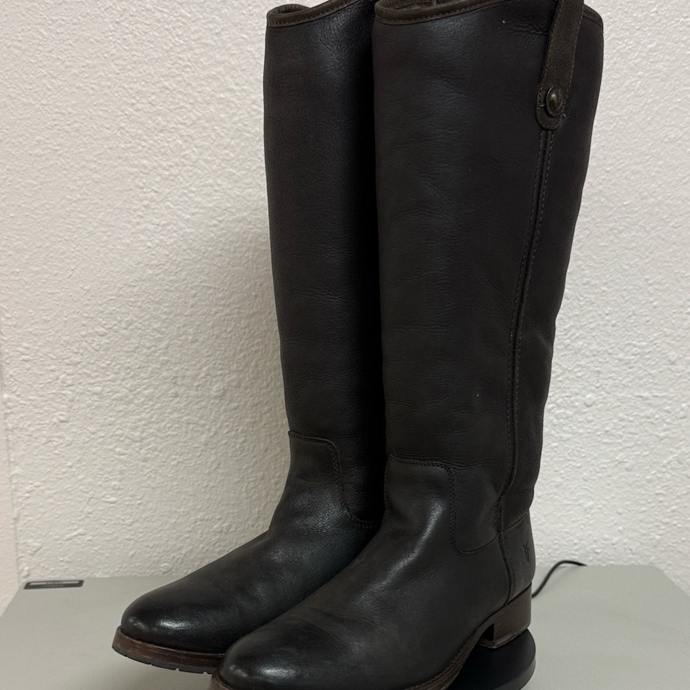 Frye Dark Brown Shearling-Lined Melissa Button Boots Sz 9.5